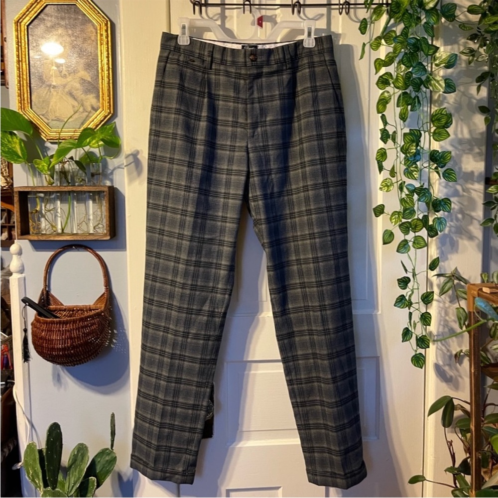 Zara Men's Charcoal Plaid Dress Pants